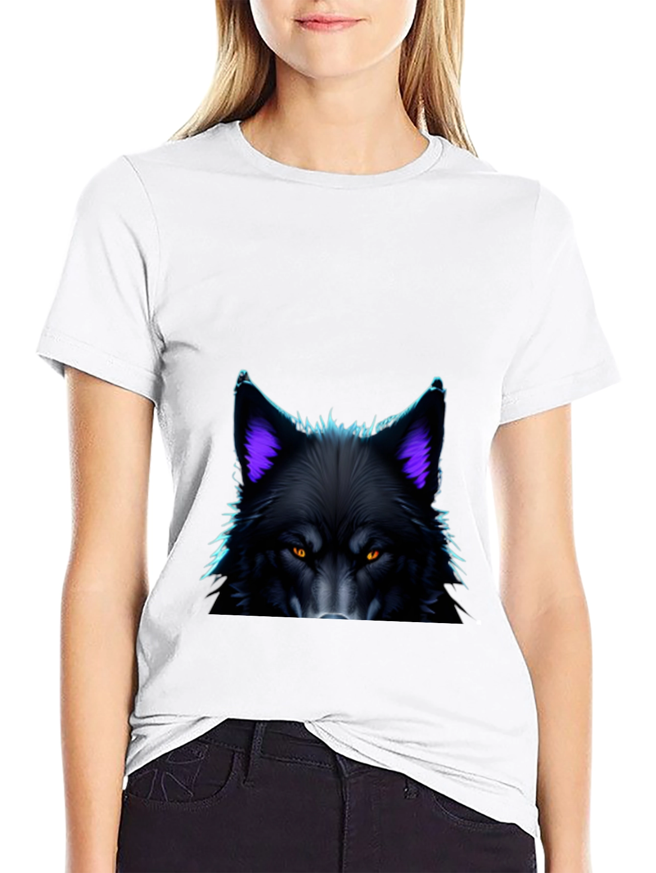Black Wolf Graphic Tee - Bold Animal Design