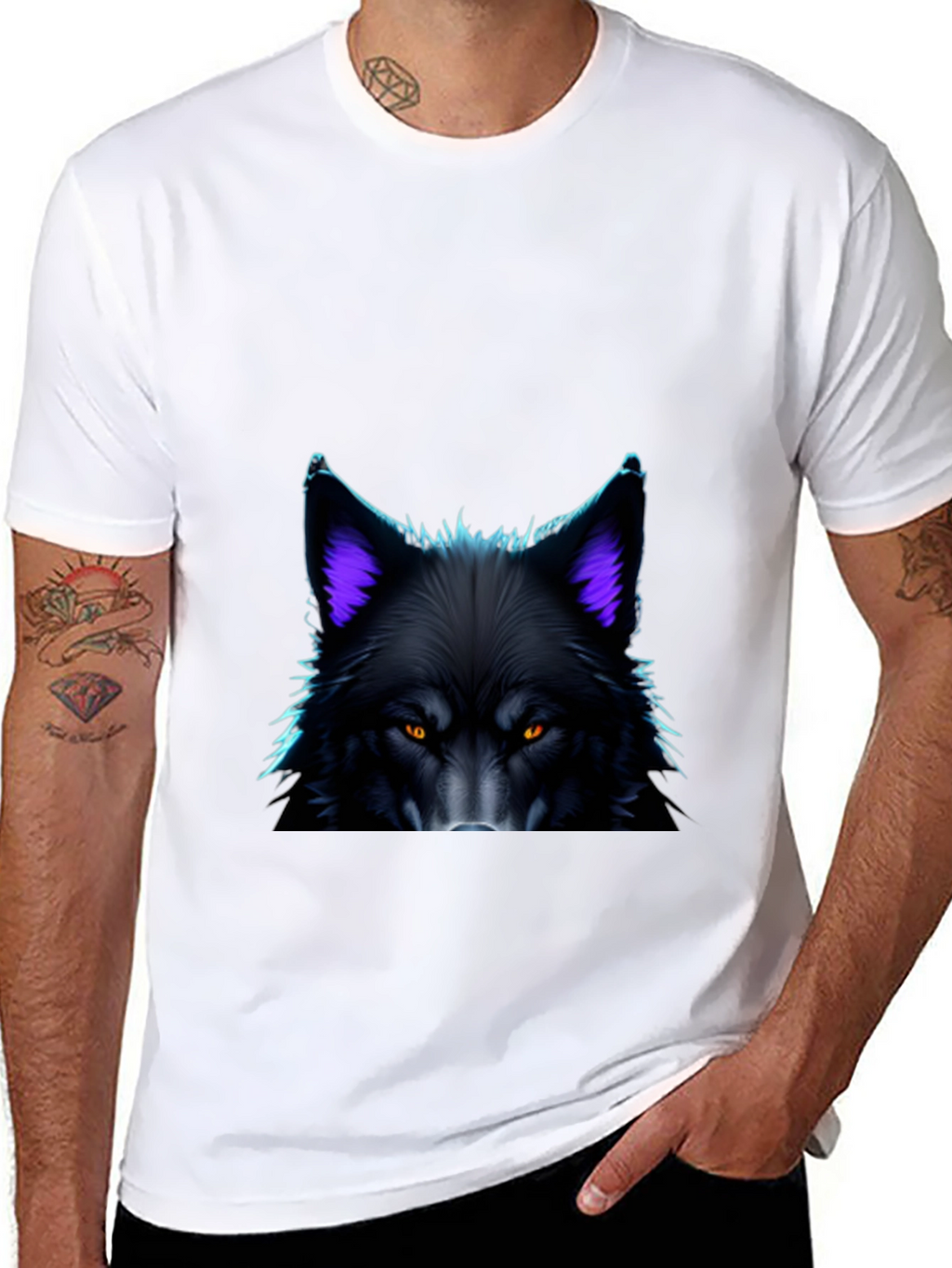 Black Wolf Graphic Tee - Bold Animal Design