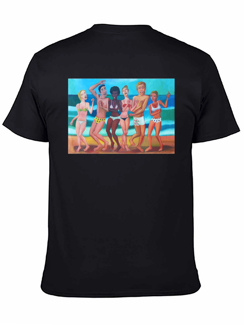 Beach Party Graphic Tee - Black Casual T-Shirt