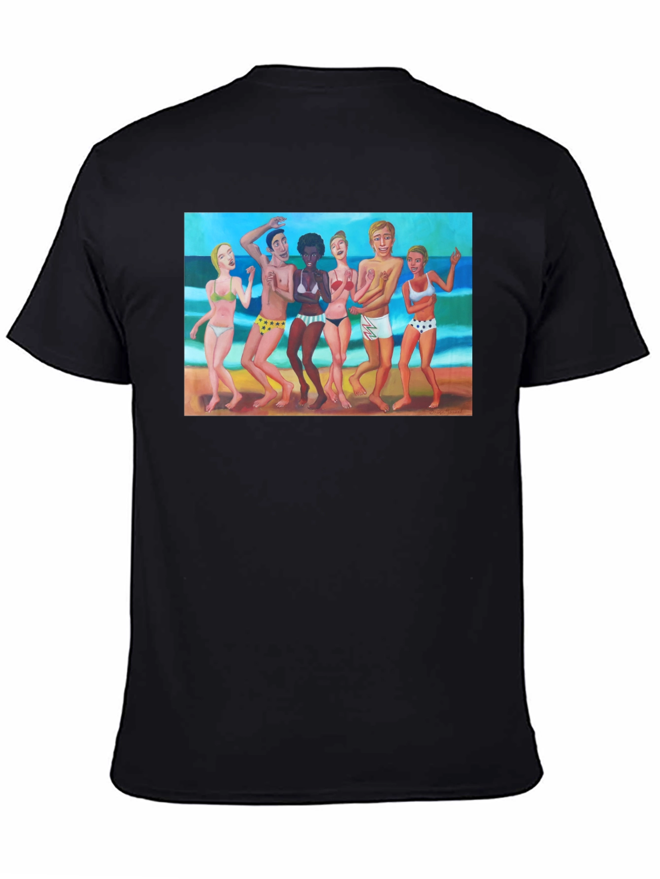 Beach Party Graphic Tee - Black Casual T-Shirt
