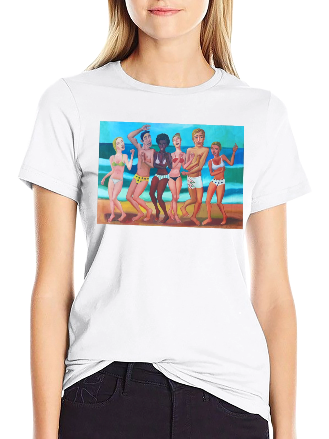 Beach Party Graphic Tee - Black Casual T-Shirt
