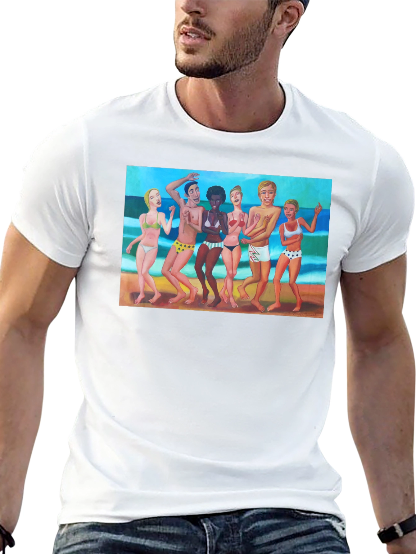 Beach Party Graphic Tee - Black Casual T-Shirt