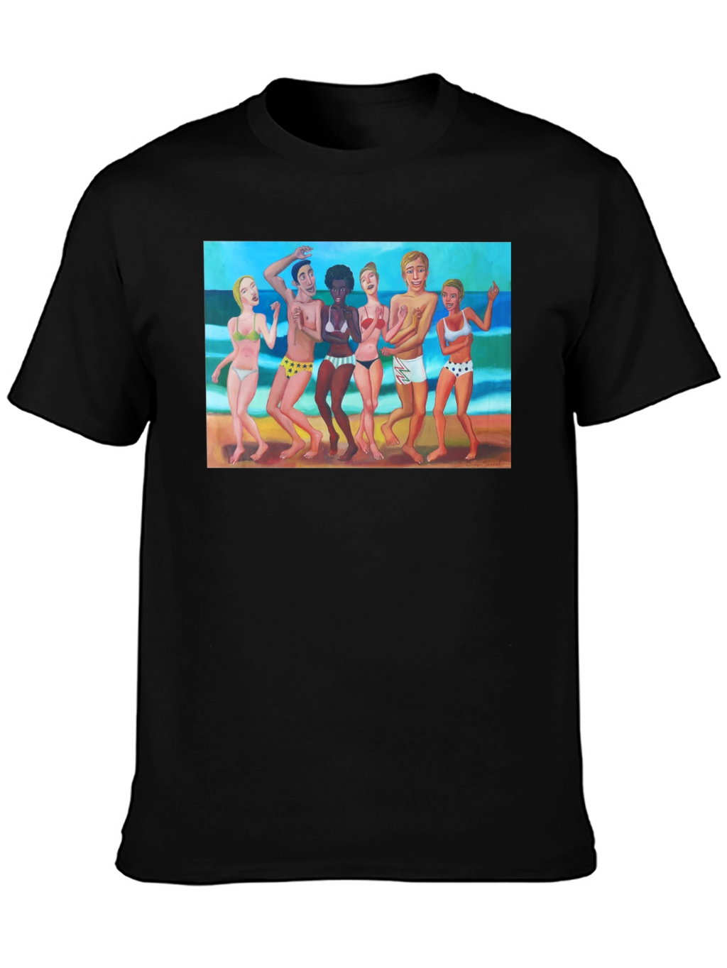 Beach Party Graphic Tee - Black Casual T-Shirt