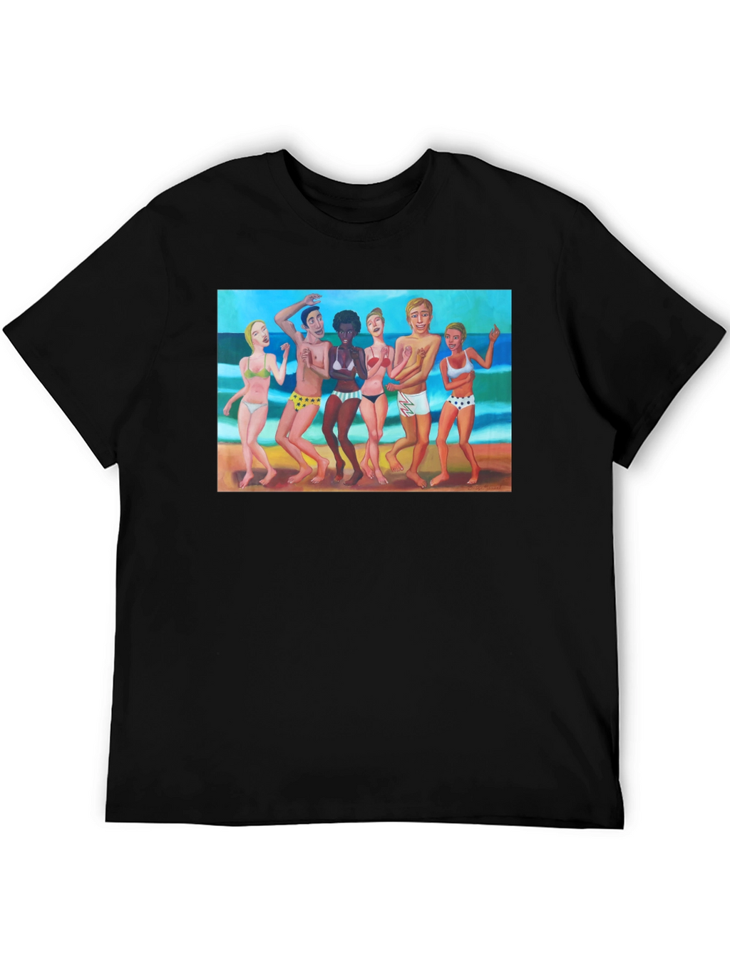 Beach Party Graphic Tee - Black Casual T-Shirt