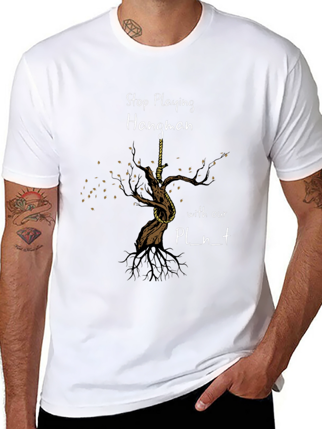 Stop Playing Hangman Graphic Tee - Earth Awareness