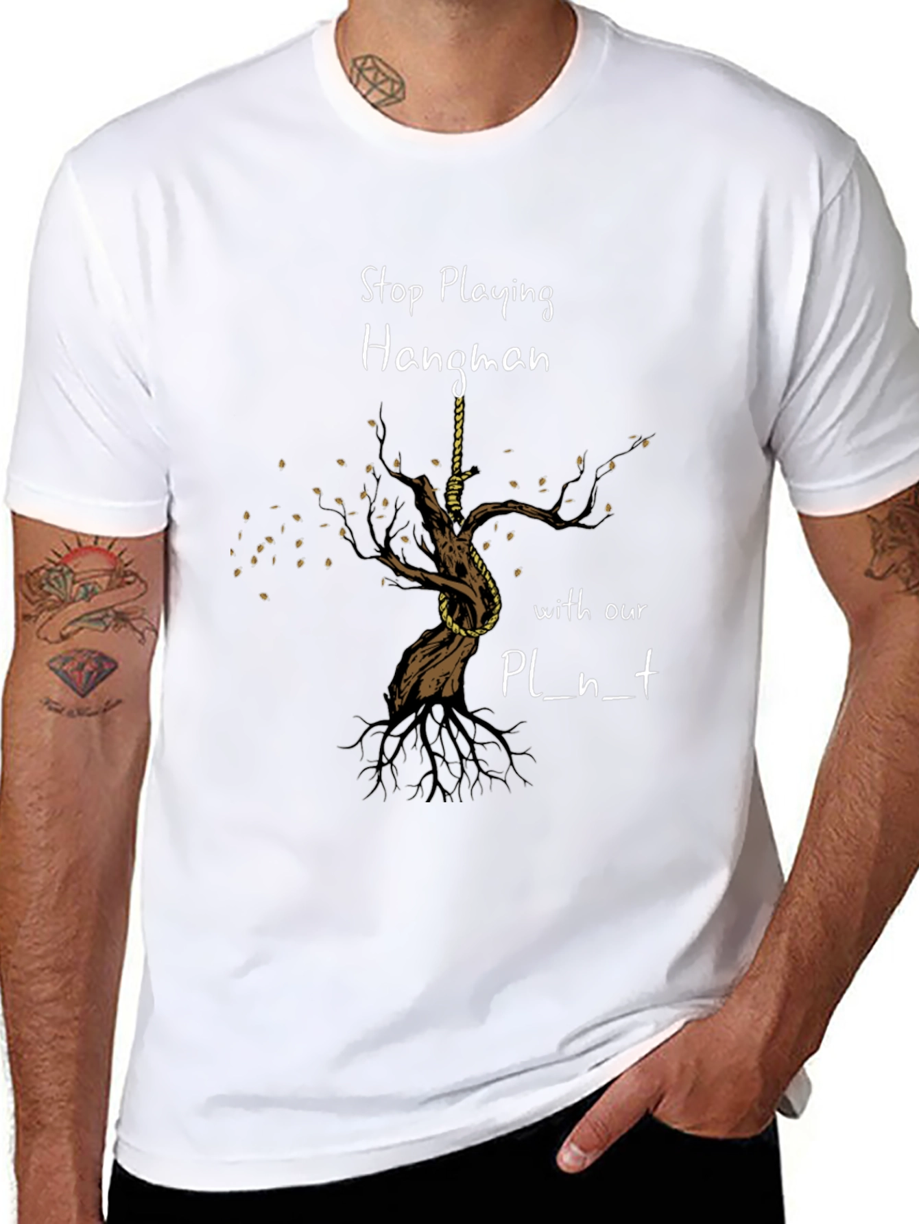 Stop Playing Hangman Graphic Tee - Earth Awareness