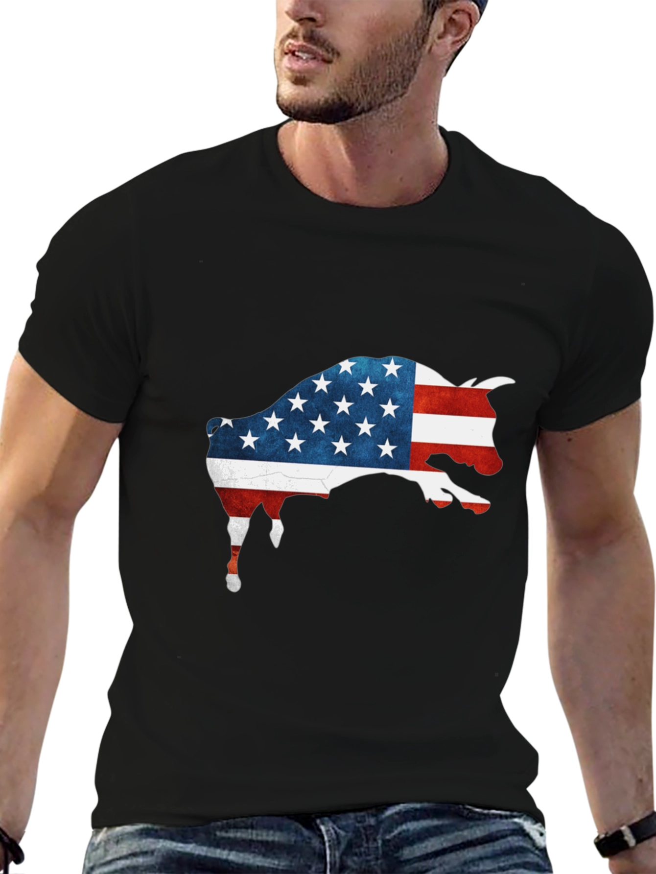 American Bull Flag Graphic Tee - Black