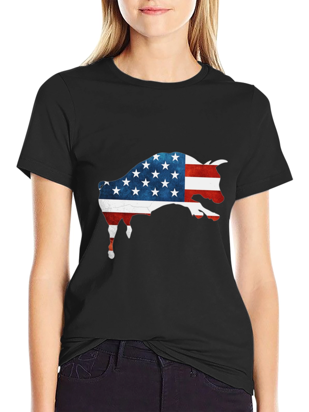 American Bull Flag Graphic Tee - Black