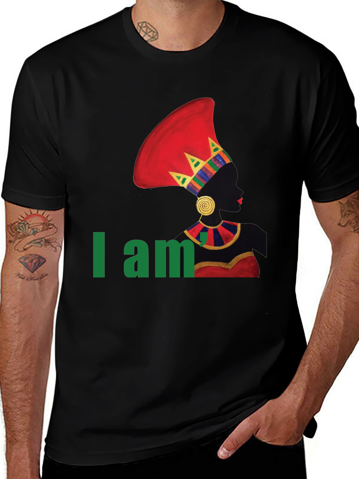 I Am Queen T-Shirt - Black Crew Neck Cotton Tee
