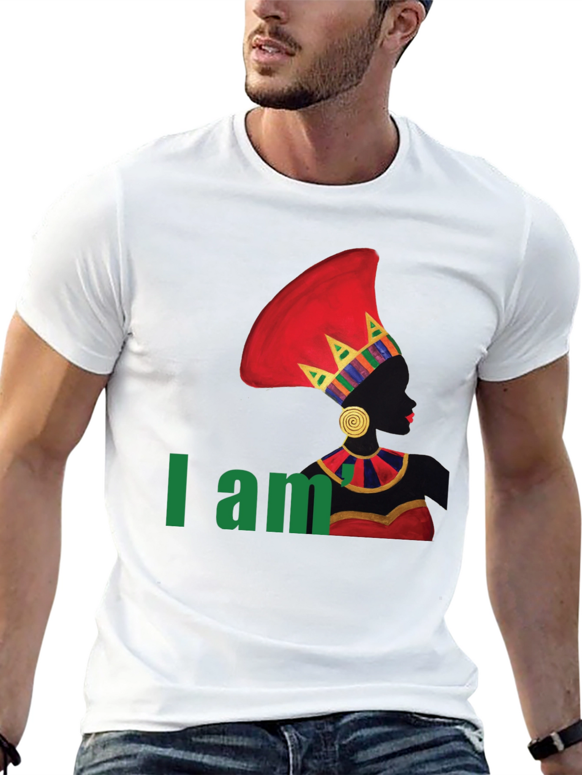 I Am Queen T-Shirt - Black Crew Neck Cotton Tee