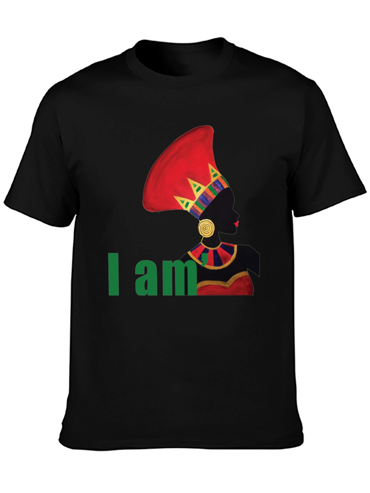 I Am Queen T-Shirt - Black Crew Neck Cotton Tee