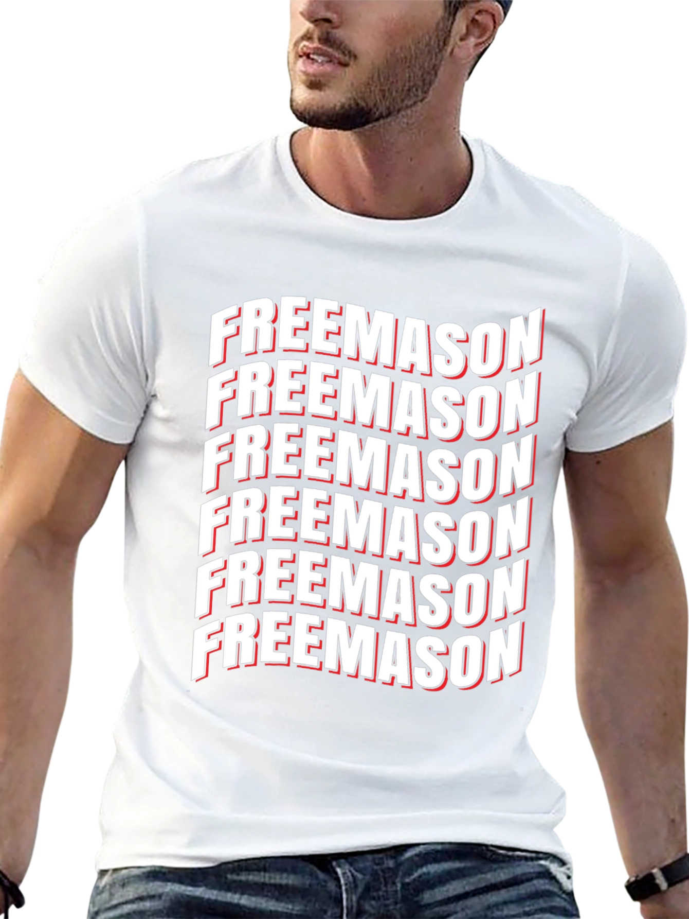 Freemason Text Graphic Tee - Black Cotton Blend