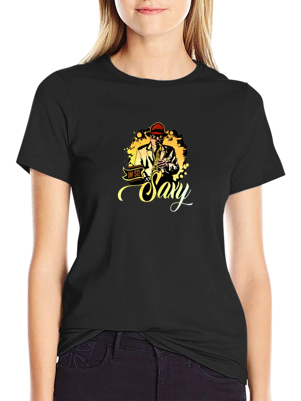 Im So Saxy T-Shirt Black Cotton Graphic Tee