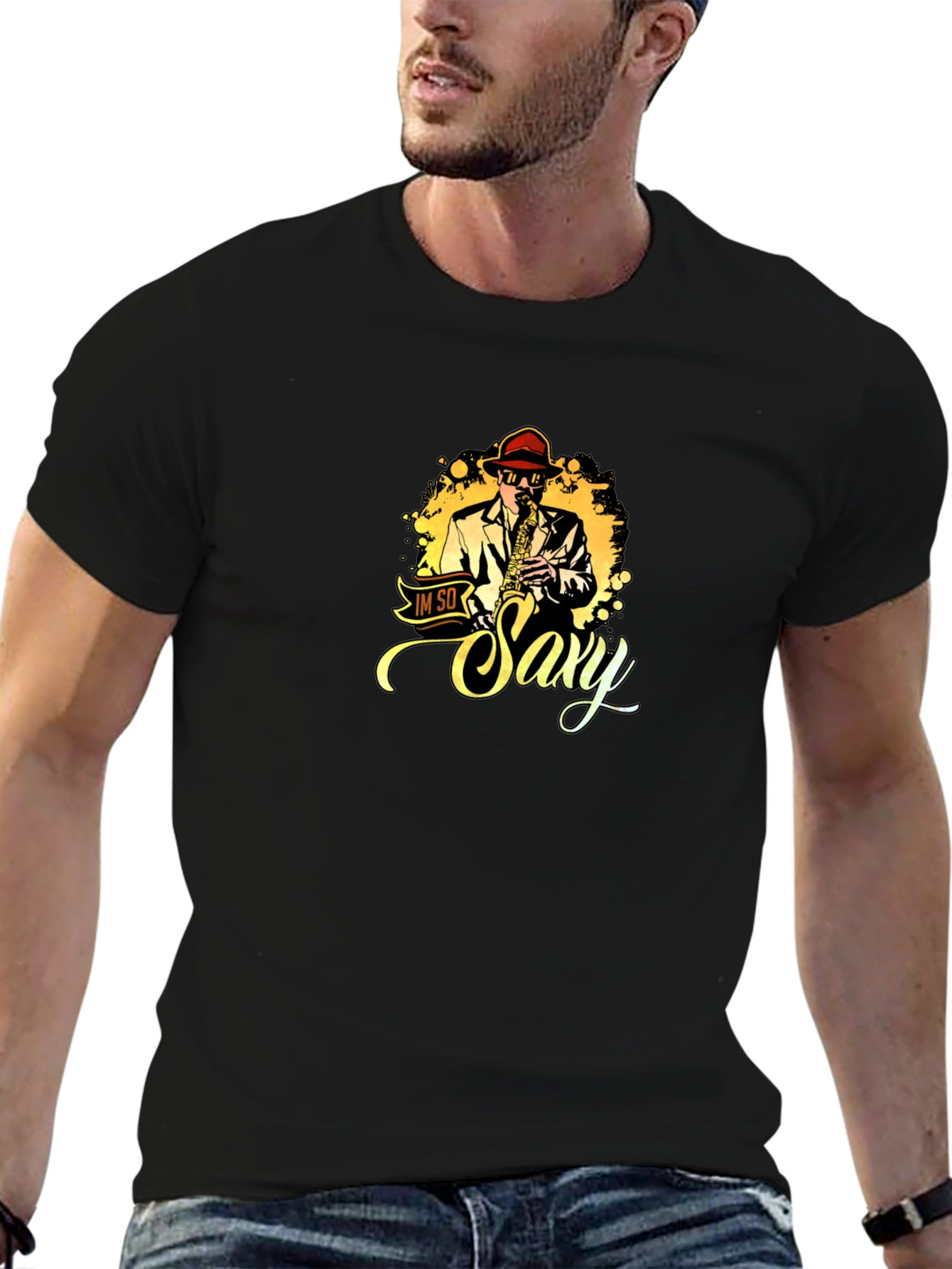 Im So Saxy T-Shirt Black Cotton Graphic Tee