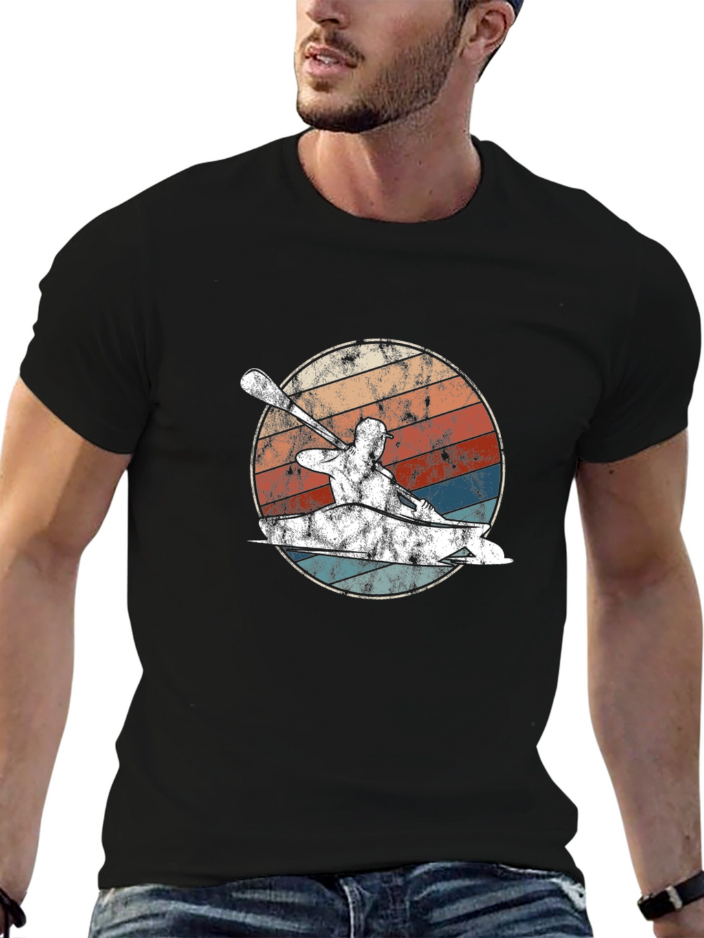 Kayak Retro Graphic T-Shirt - Paddling Adventure Tee