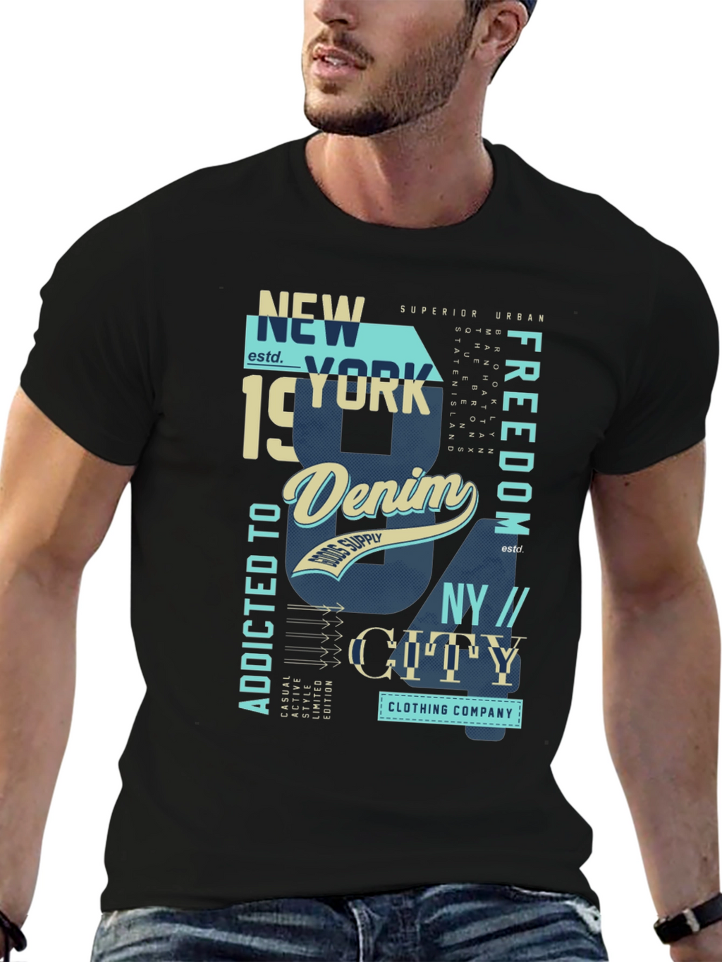 New York Denim Graphic T-Shirt