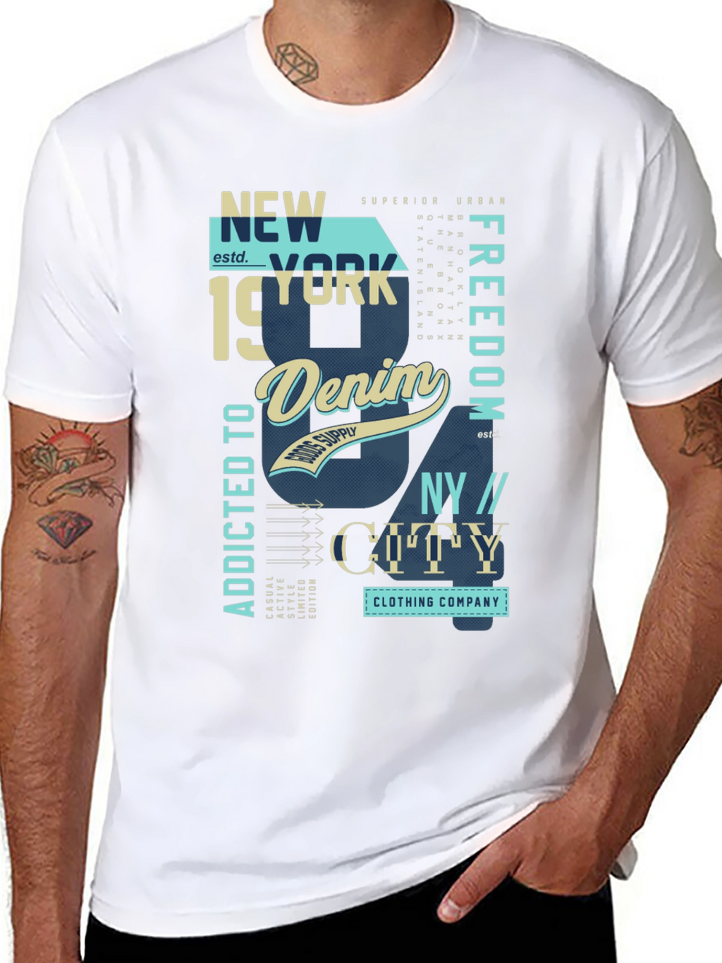 New York Denim Graphic T-Shirt