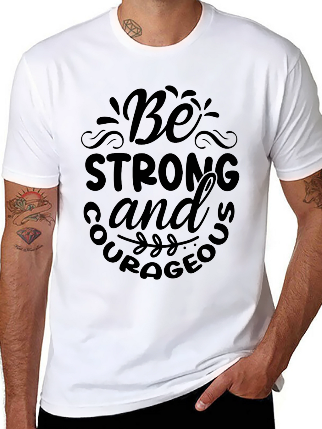 Be Strong & Courageous Black T-Shirt