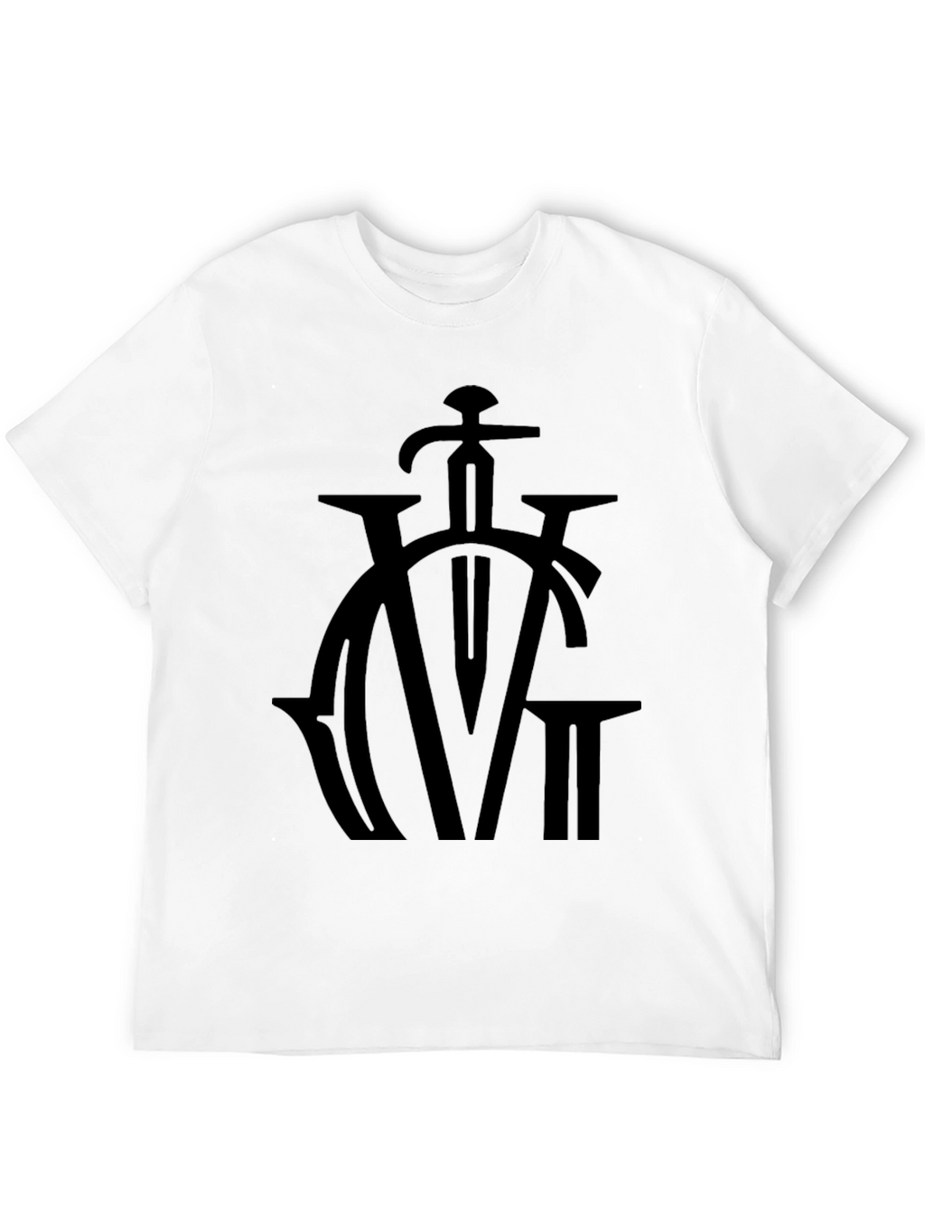 Black Graphic Tee - Sword & Lettering Design