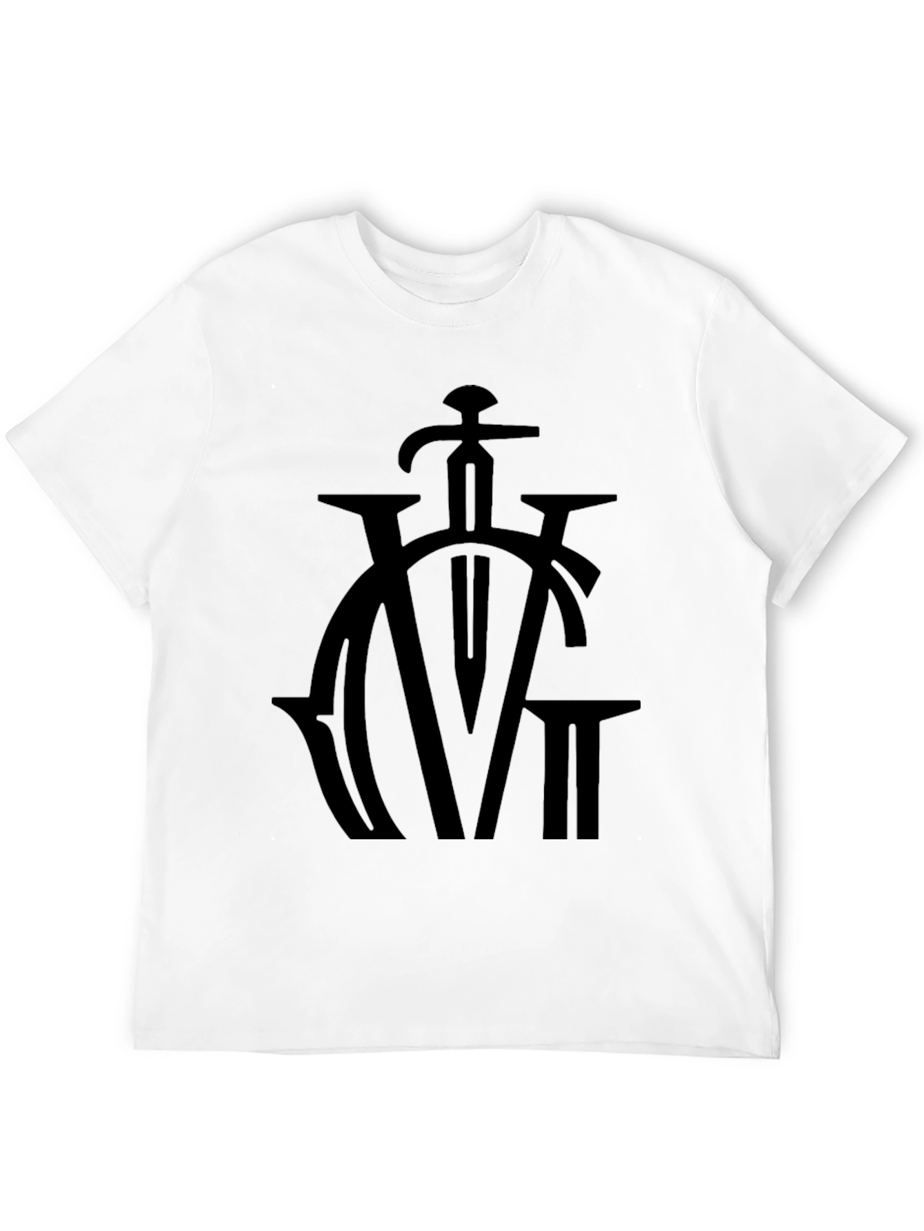 Black Graphic Tee - Sword & Lettering Design