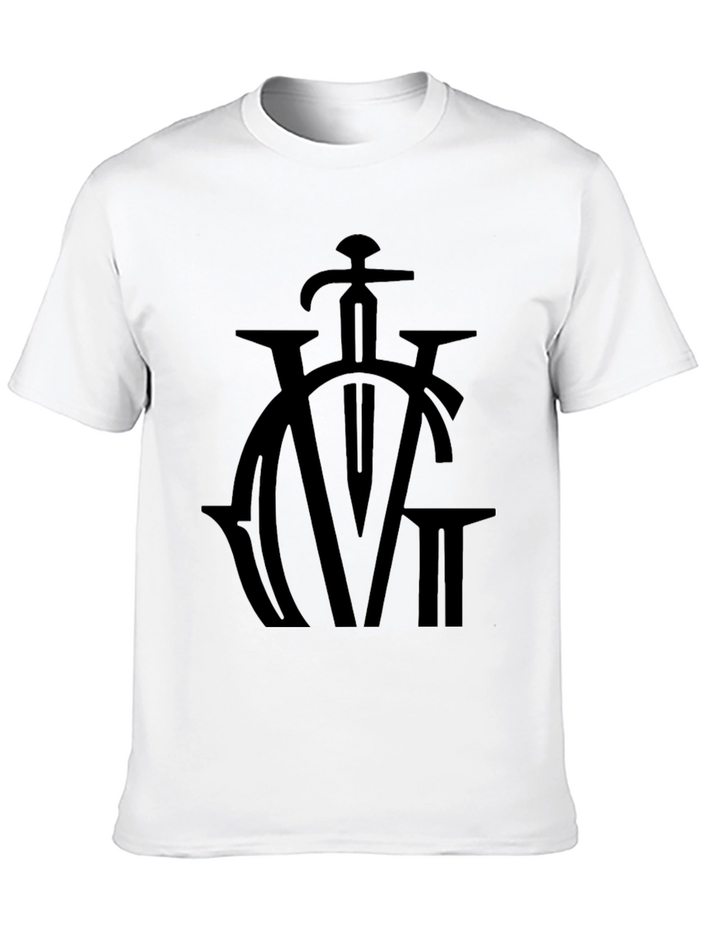 Black Graphic Tee - Sword & Lettering Design