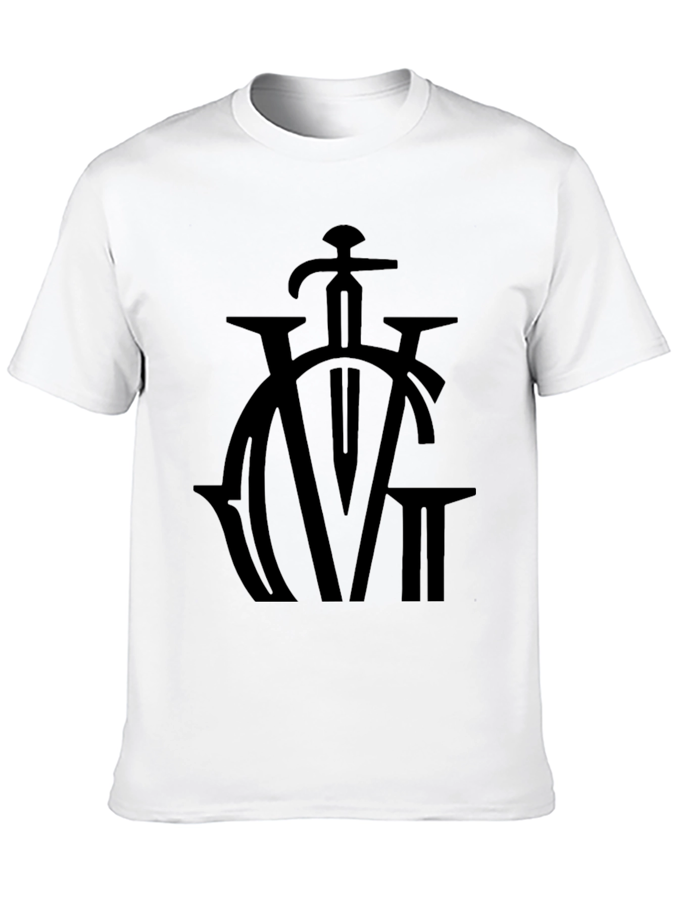 Black Graphic Tee - Sword & Lettering Design