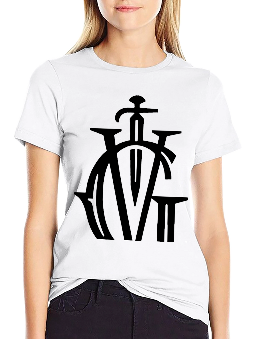 Black Graphic Tee - Sword & Lettering Design