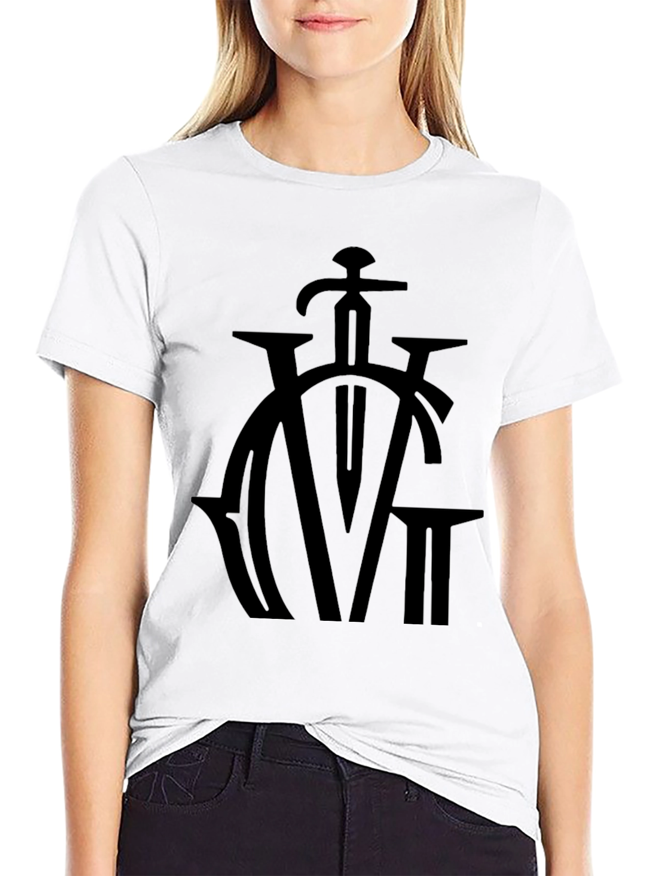 Black Graphic Tee - Sword & Lettering Design