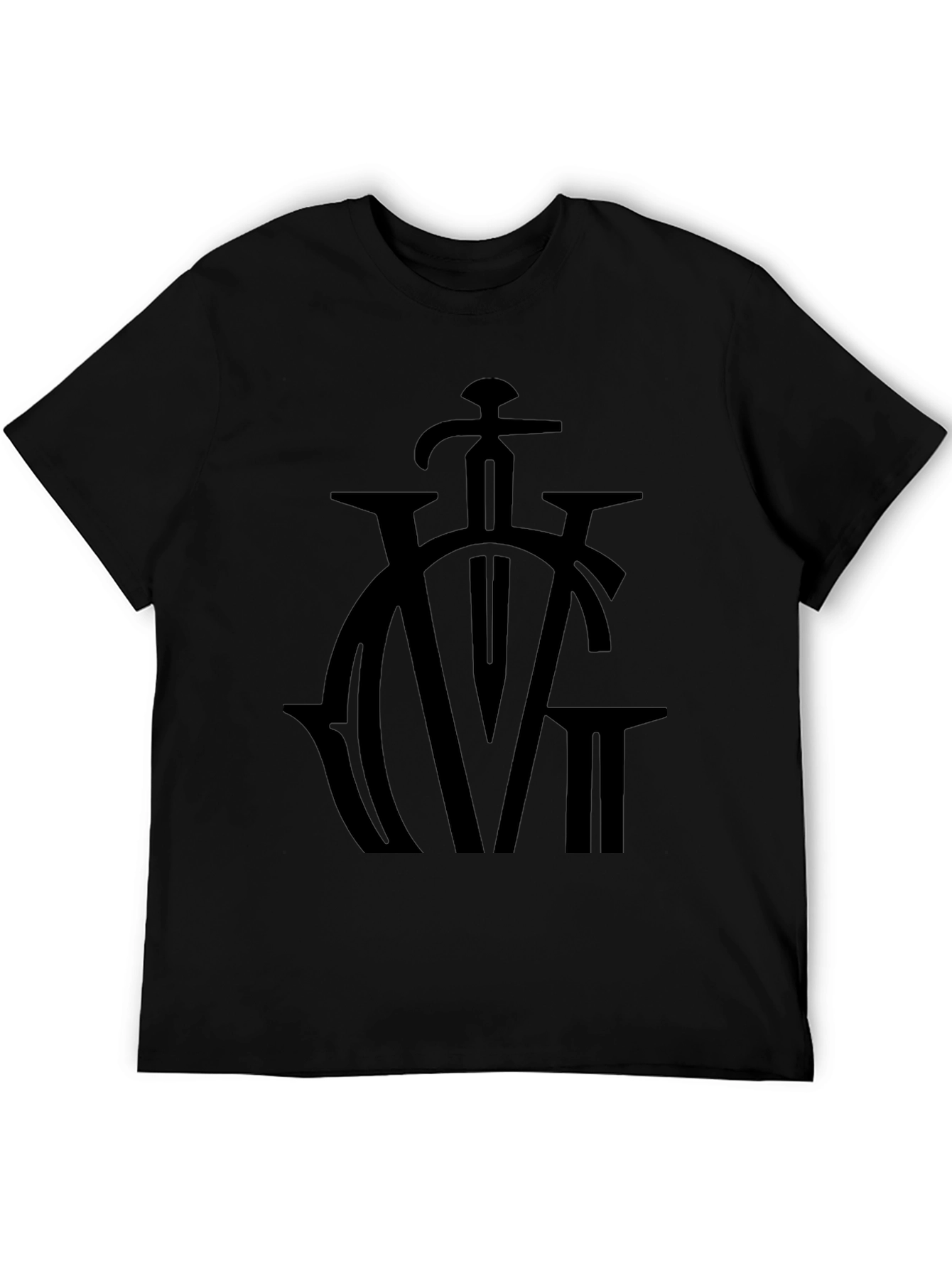 Black Graphic Tee - Sword & Lettering Design