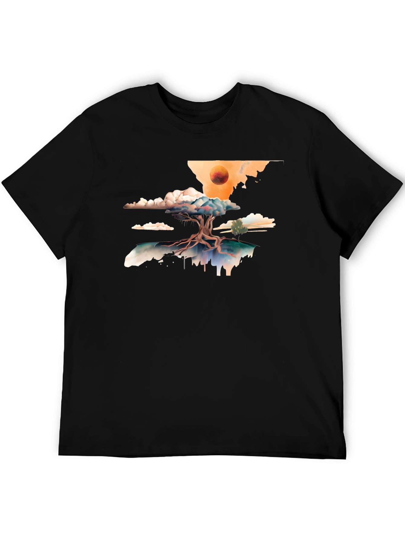 Surreal Tree Graphic Tee - Black Cotton Comfort