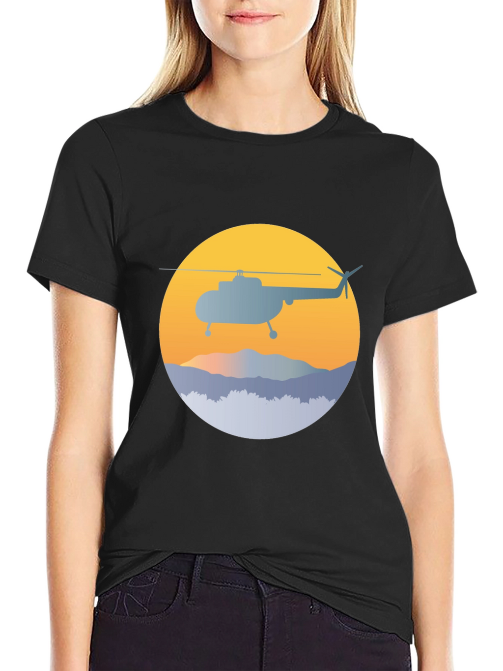 Helicopter Graphic Tee - Retro Style