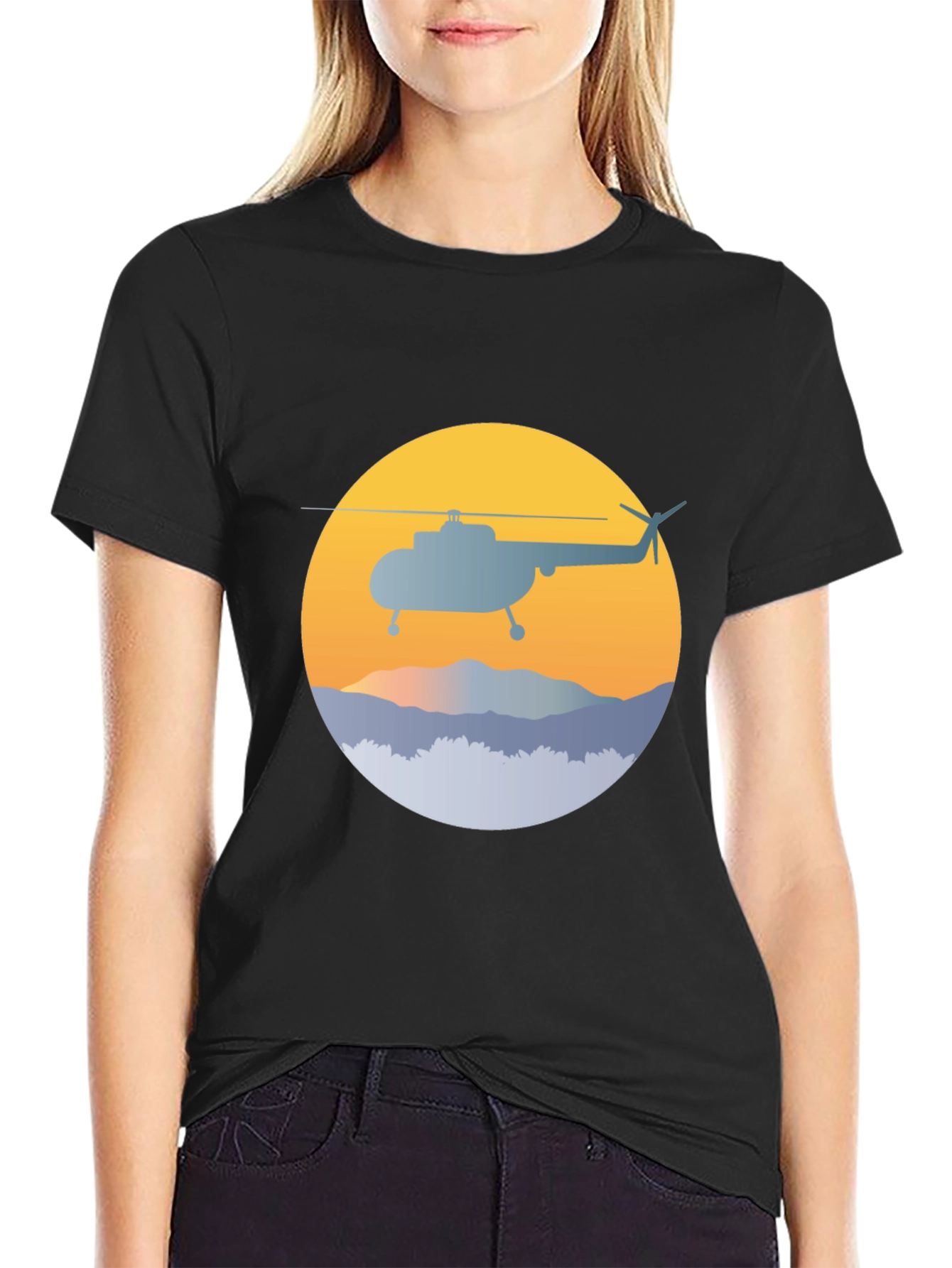 Helicopter Graphic Tee - Retro Style