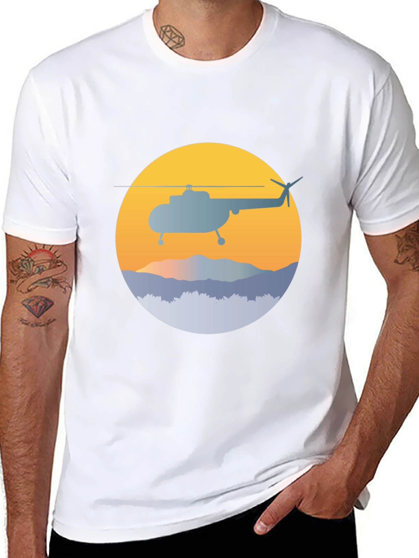 Helicopter Graphic Tee - Retro Style