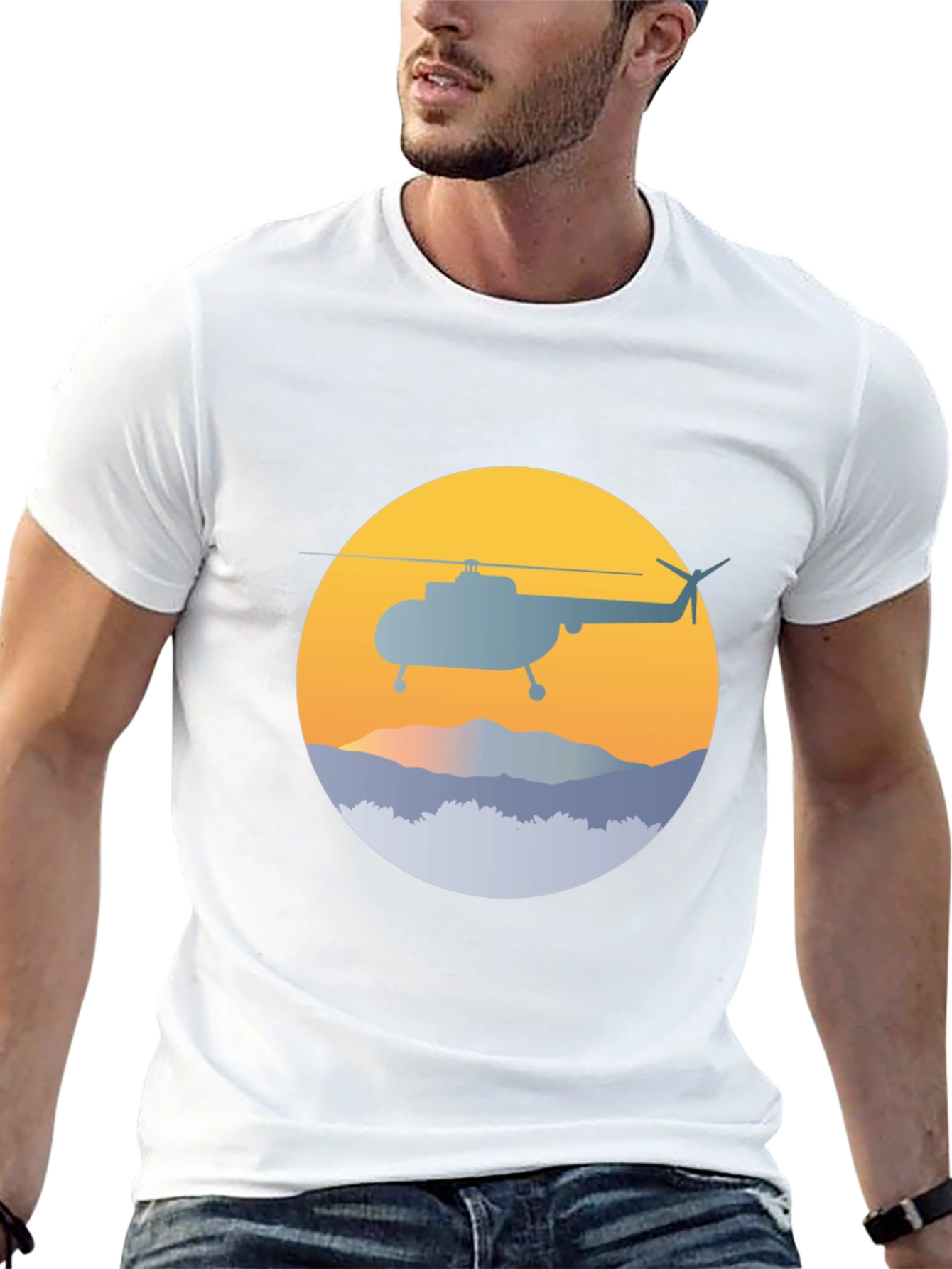 Helicopter Graphic Tee - Retro Style