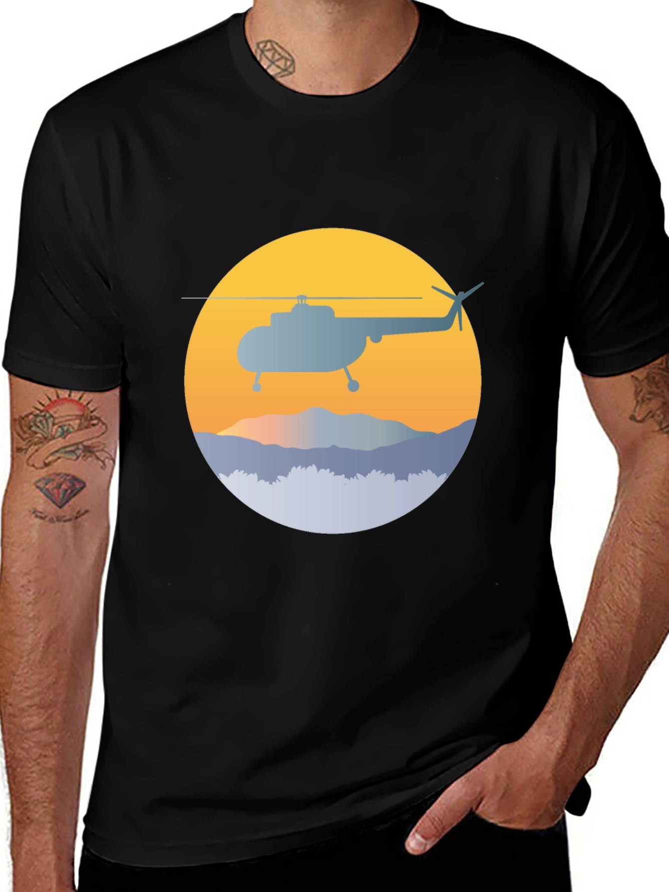 Helicopter Graphic Tee - Retro Style