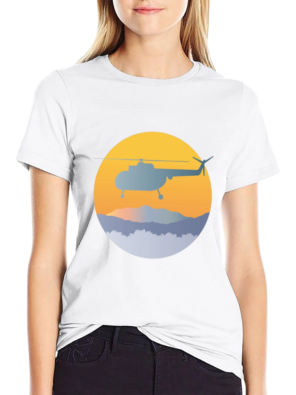 Helicopter Graphic Tee - Retro Style