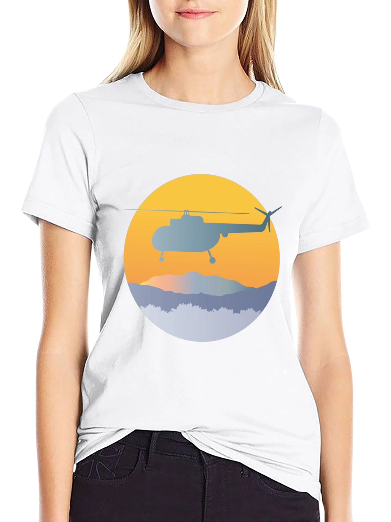 Helicopter Graphic Tee - Retro Style