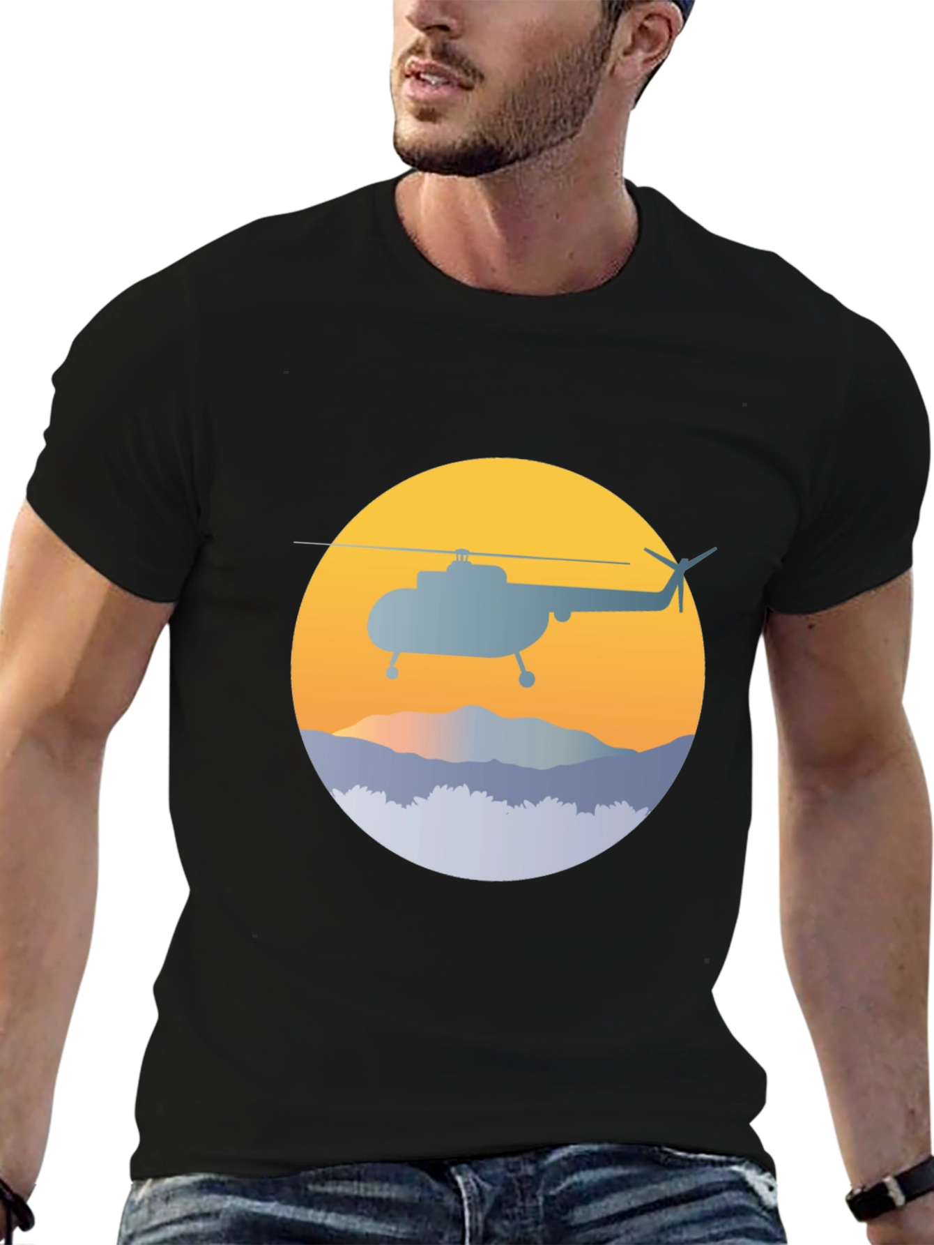 Helicopter Graphic Tee - Retro Style