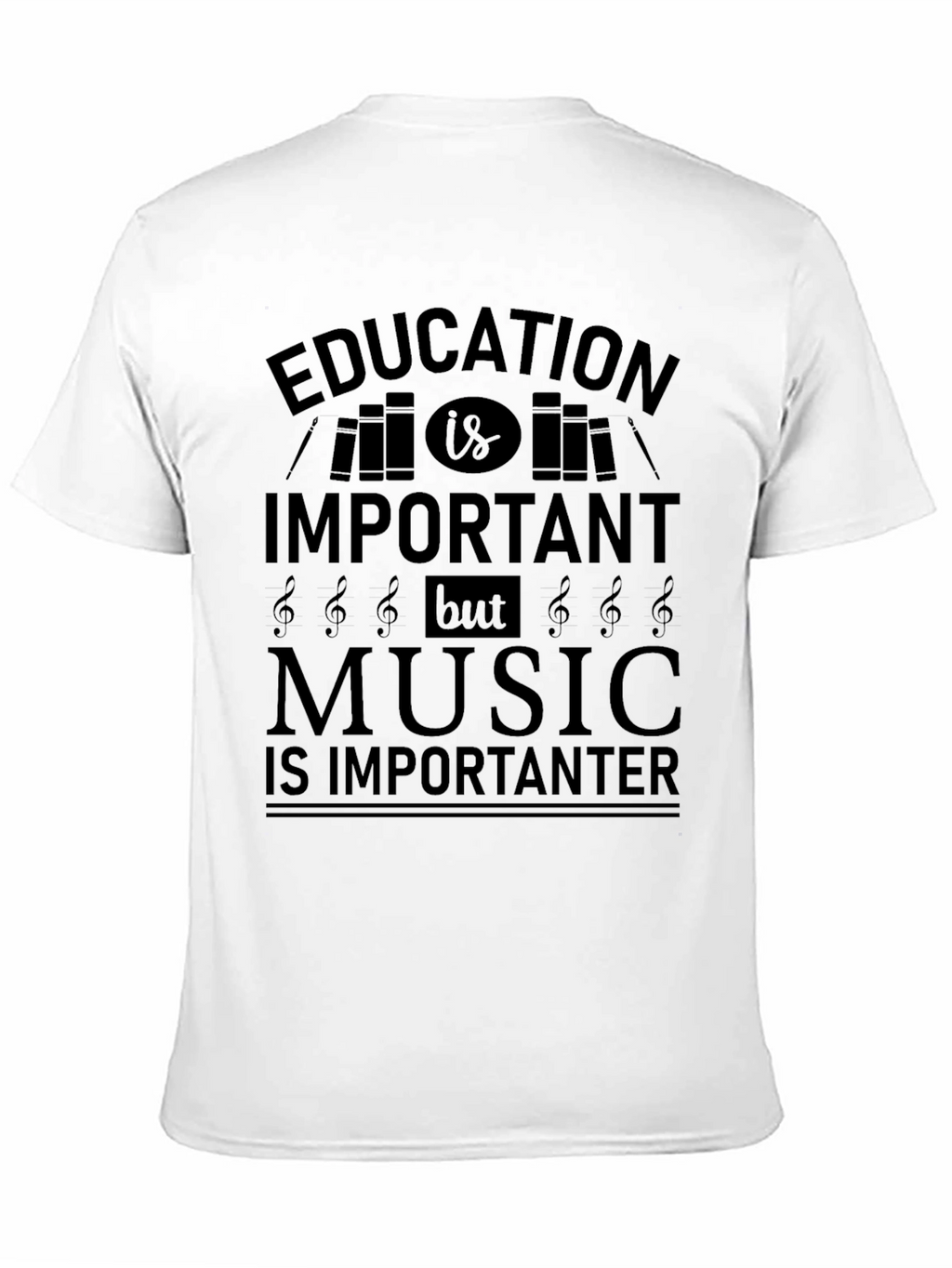 Education Important Music Importanter Black T-Shirt