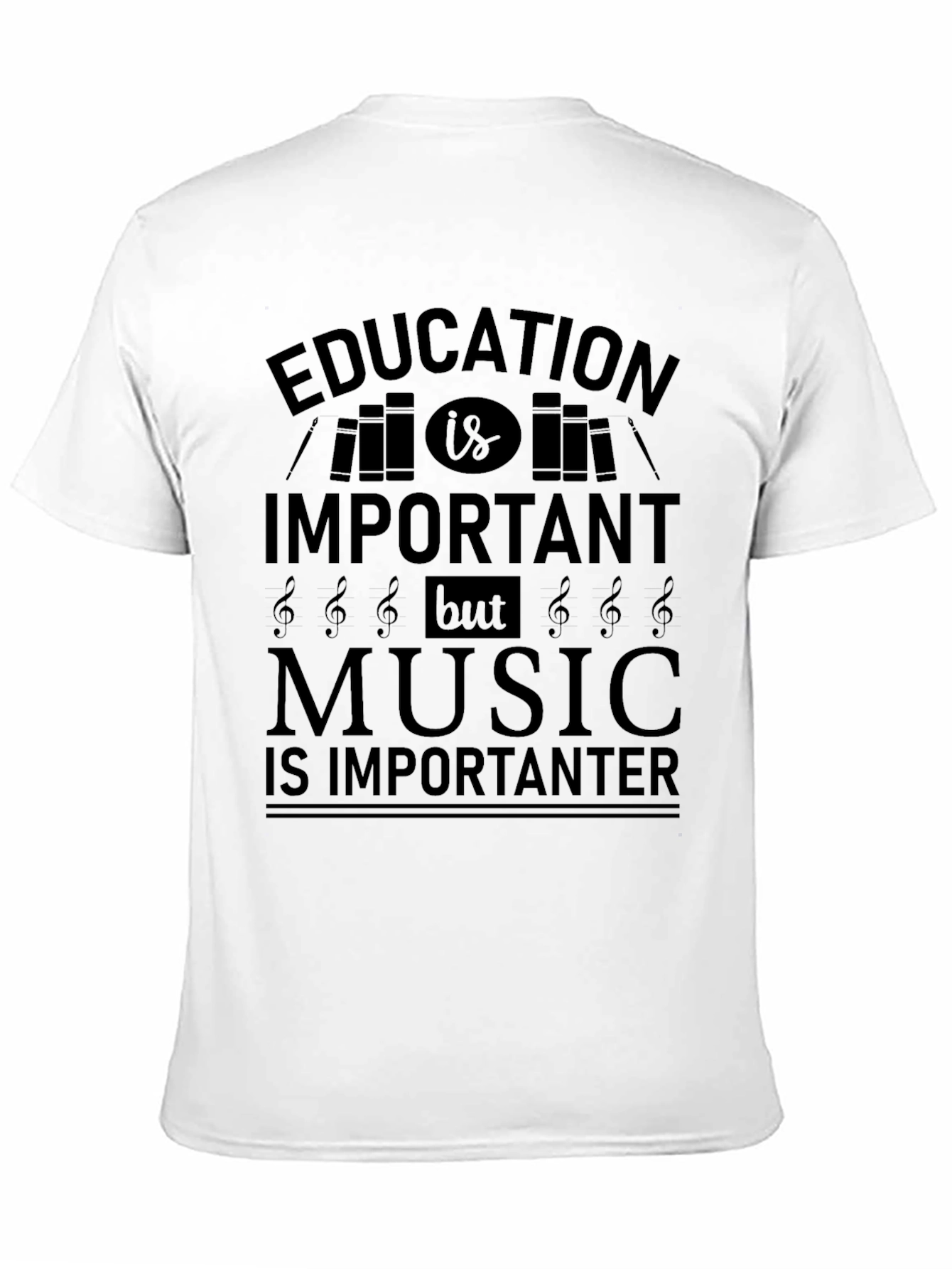 Education Important Music Importanter Black T-Shirt