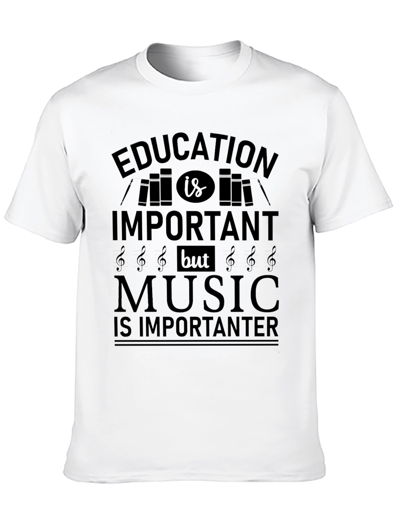 Education Important Music Importanter Black T-Shirt