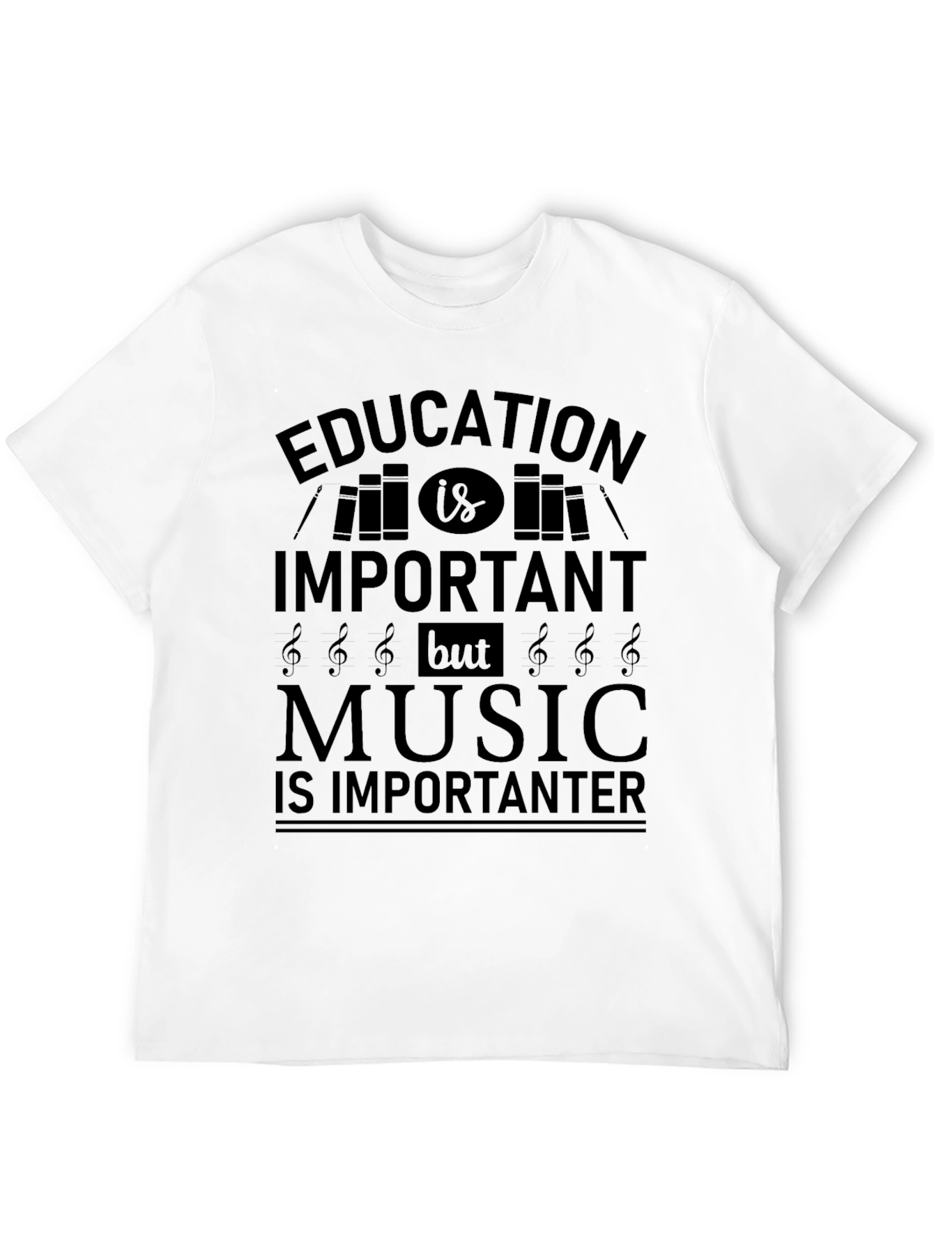Education Important Music Importanter Black T-Shirt