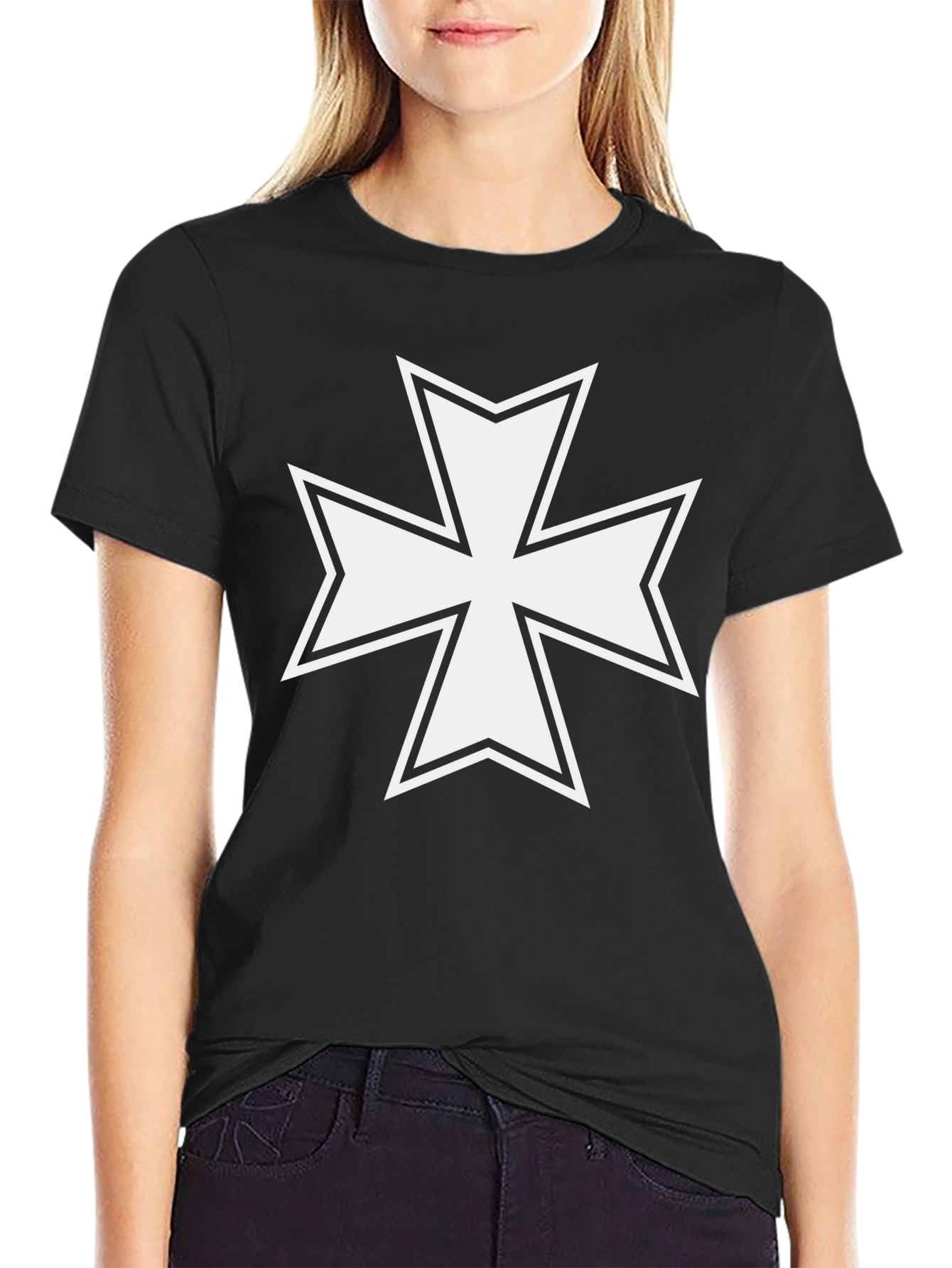 Iron Cross Graphic T-Shirt - Black Cotton Tee