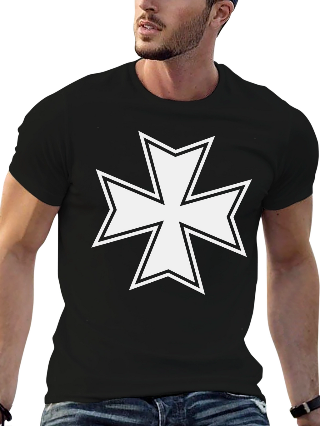 Iron Cross Graphic T-Shirt - Black Cotton Tee