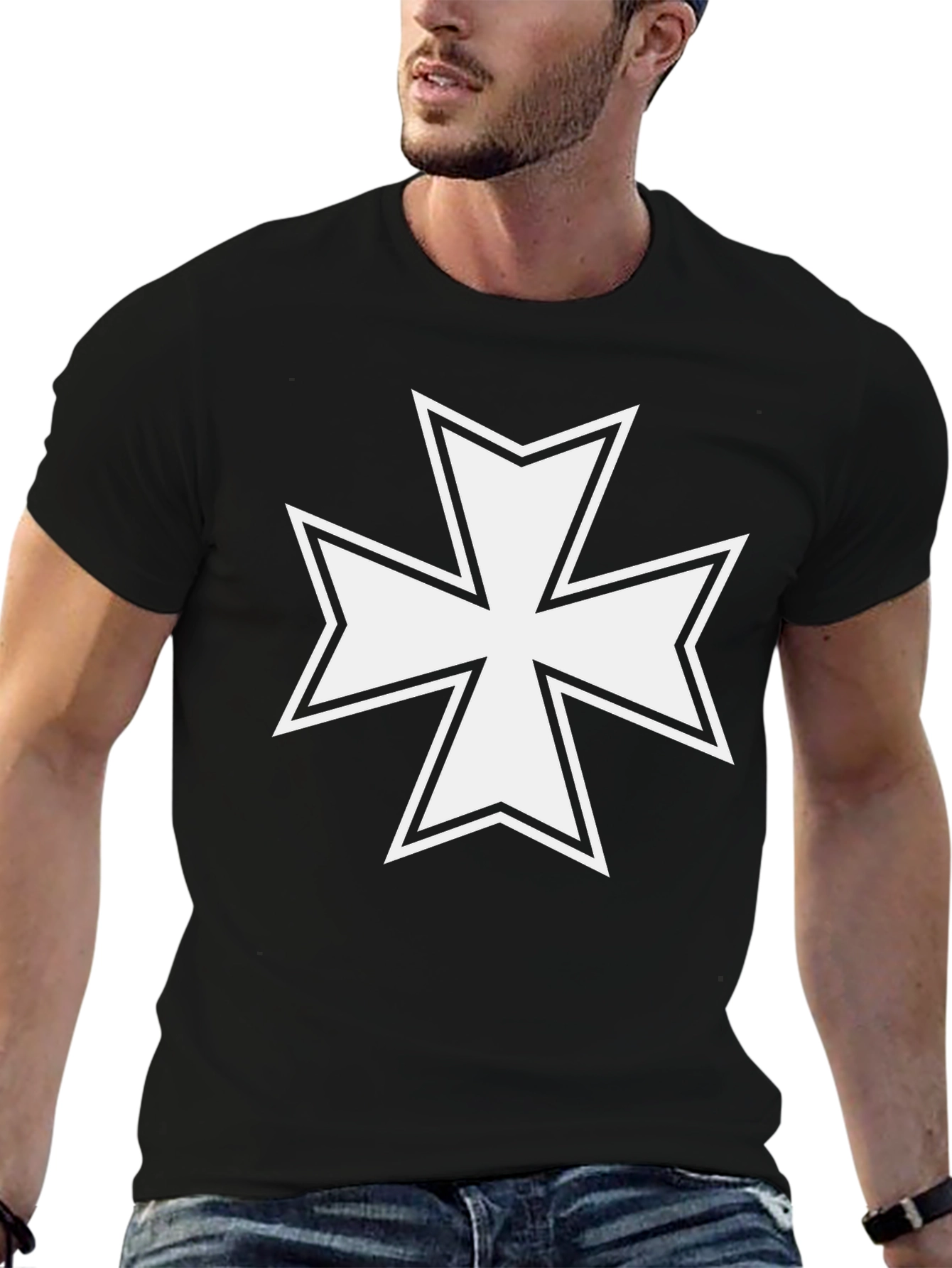 Iron Cross Graphic T-Shirt - Black Cotton Tee