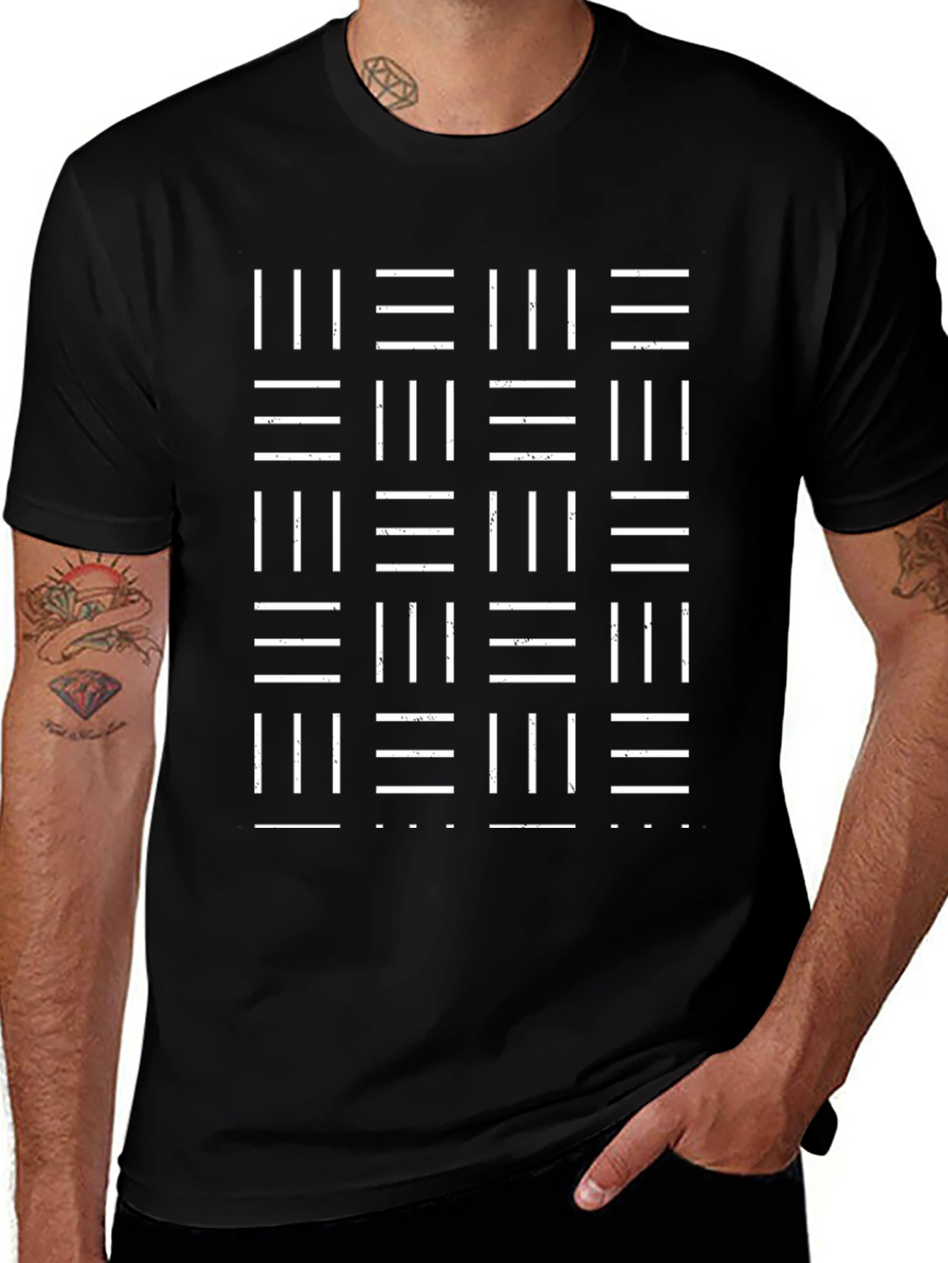 Abstract Pattern Graphic Tee - Black Casual Shirt