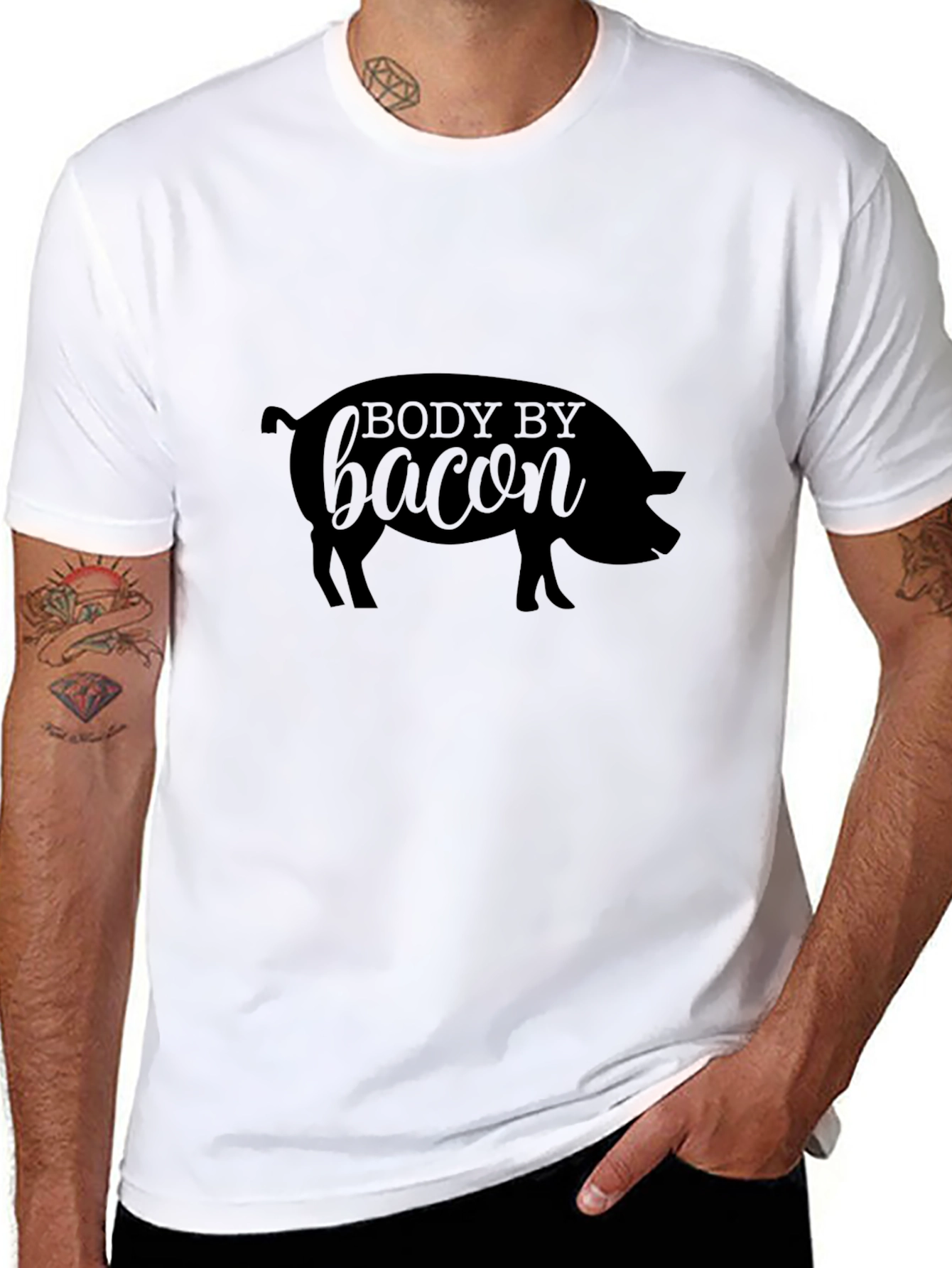 Body By Bacon Pig Graphic Tee - Black