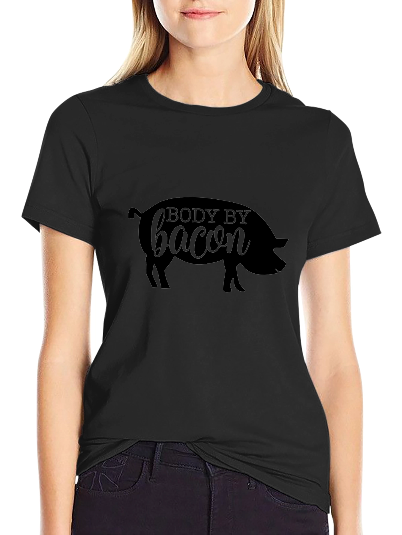 Body By Bacon Pig Graphic Tee - Black