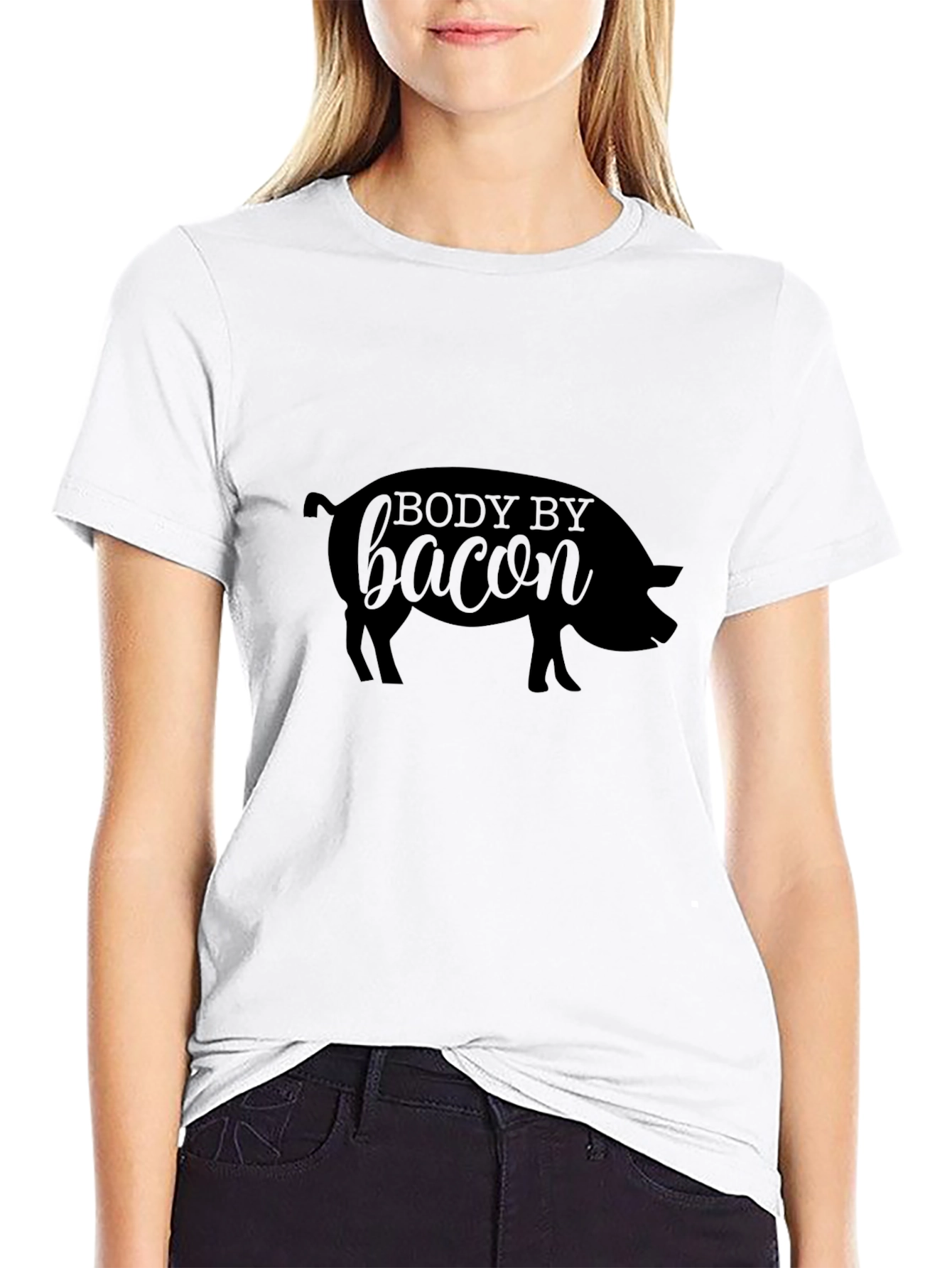 Body By Bacon Pig Graphic Tee - Black