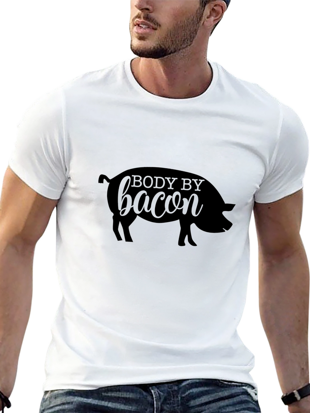Body By Bacon Pig Graphic Tee - Black